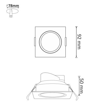 Iluminación LED empotrada de techo VENUS LED/7W/230V plateado rectangular