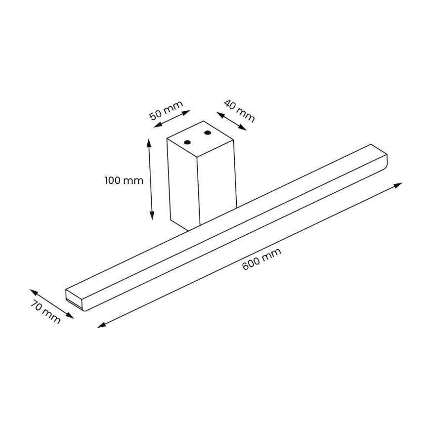 Iluminación LED para espejos de baño ARTEMIS LED/13,8W/230V 4000K 60 cm IP44 negro