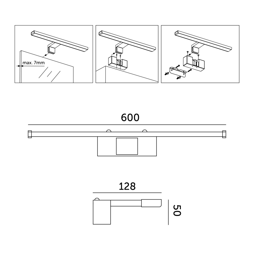 Iluminación LED para espejos de baño LED/12W/230V 4000K IP44 60 cm