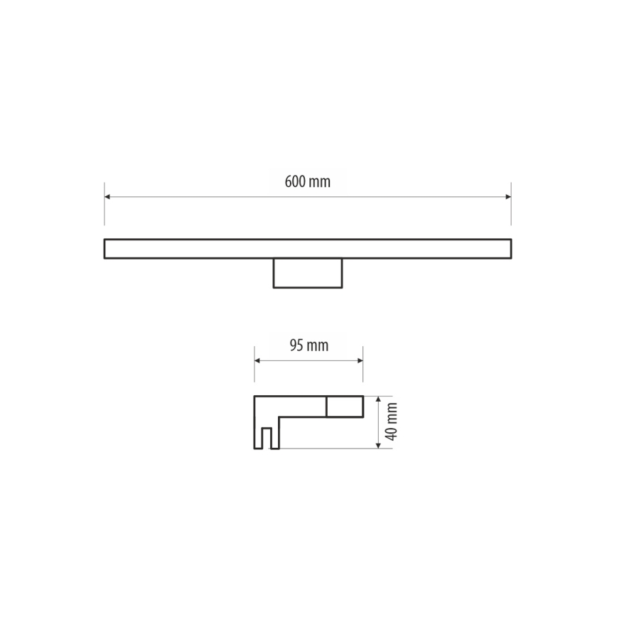 Iluminación LED para espejos de baño MIRROR LED/9W/230V 60 cm IP44 negro
