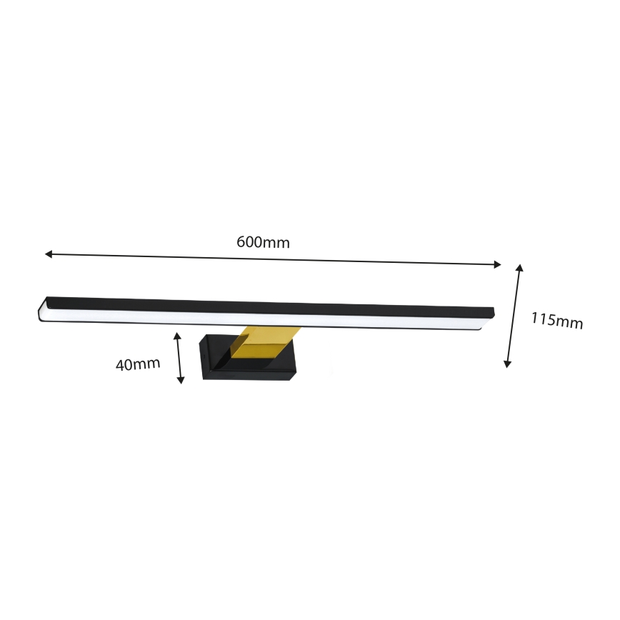 Iluminación LED para espejos de baño SHINE LED/13,8W/230V IP44 negro/dorado