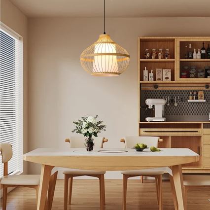 Lámpara colgante PINCHOS 1xE27/40W/230V diá. 40 cm bambú