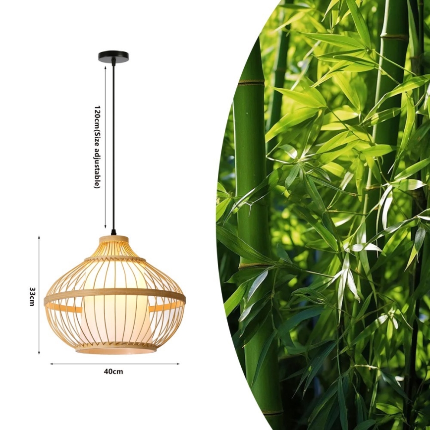 Lámpara colgante PINCHOS 1xE27/40W/230V diá. 40 cm bambú