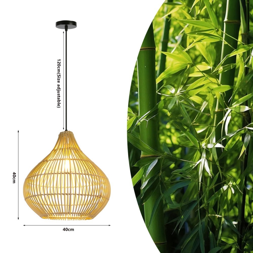 Lámpara colgante PELO 1xE27/40W/230V diá. 40 cm ratán
