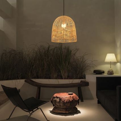 Lámpara colgante PELO 1xE27/40W/230V diá. 40 cm ratán