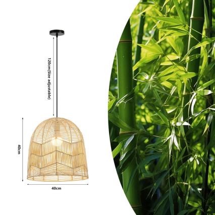 Lámpara colgante PELO 1xE27/40W/230V diá. 40 cm ratán