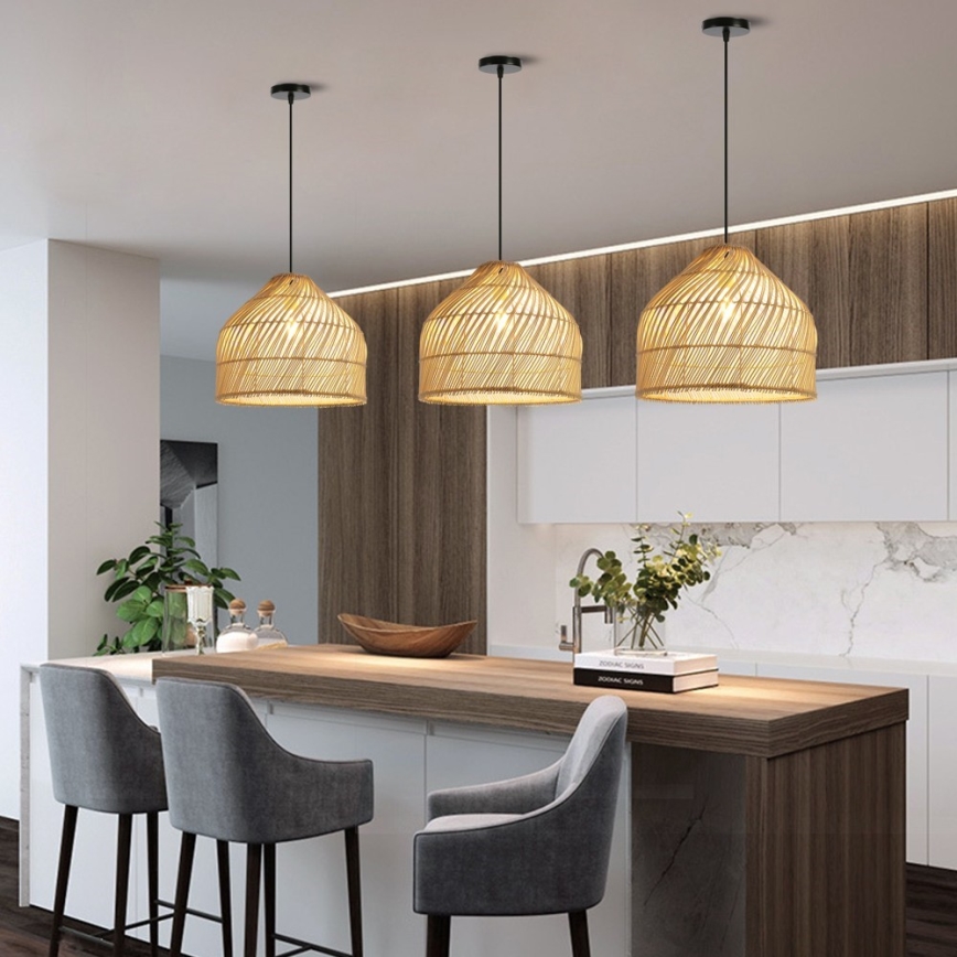 Lámpara colgante PELO 1xE27/40W/230V diá. 40 cm ratán