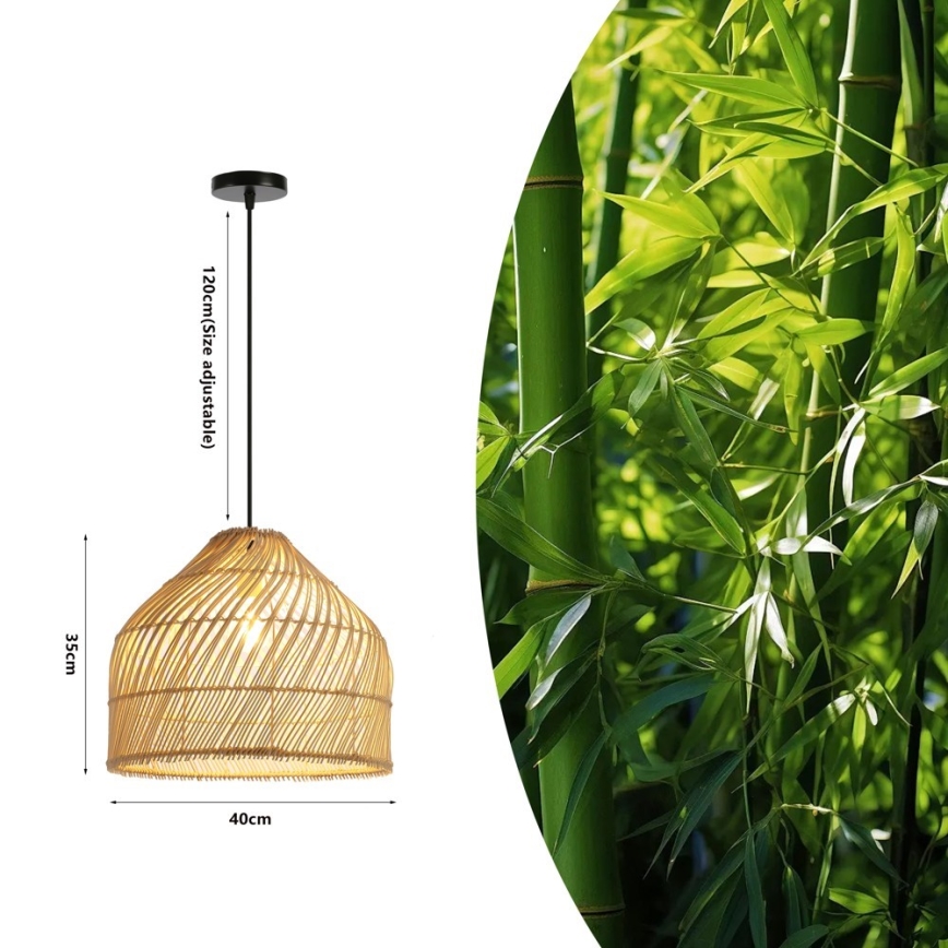 Lámpara colgante PELO 1xE27/40W/230V diá. 40 cm ratán