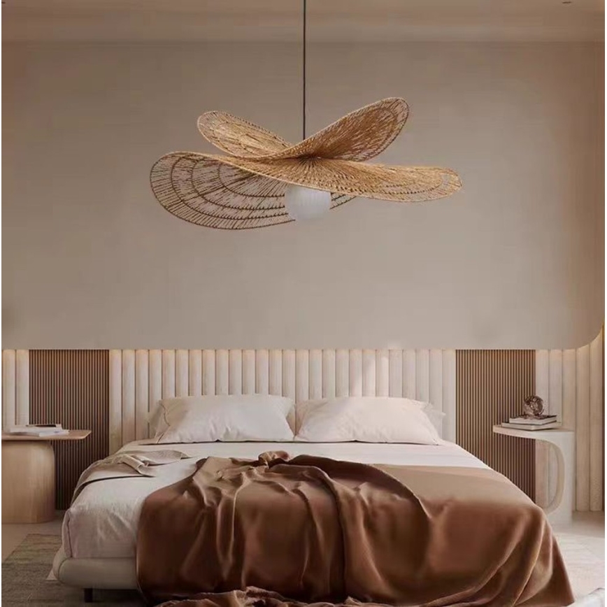 Lámpara colgante MARIPOSA 1xE27/40W/230V diá. 80 cm yute