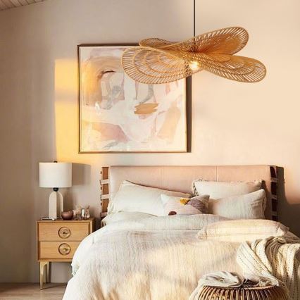 Lámpara colgante MARIPOSA 1xE27/40W/230V diá. 80 cm yute