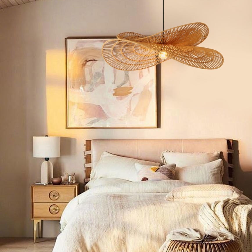 Lámpara colgante MARIPOSA 1xE27/40W/230V diá. 80 cm yute