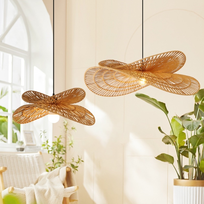Lámpara colgante MARIPOSA 1xE27/40W/230V diá. 80 cm yute