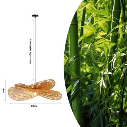 Lámpara colgante MARIPOSA 1xE27/40W/230V diá. 80 cm yute