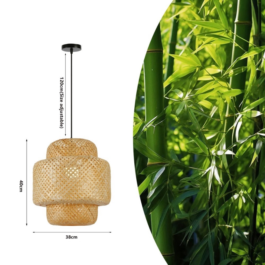 Lámpara colgante HILO 1xE27/40W/230V diá. 38 cm bambú