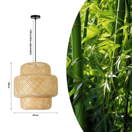 Lámpara colgante HILO 1xE27/40W/230V diá. 47 cm bambú