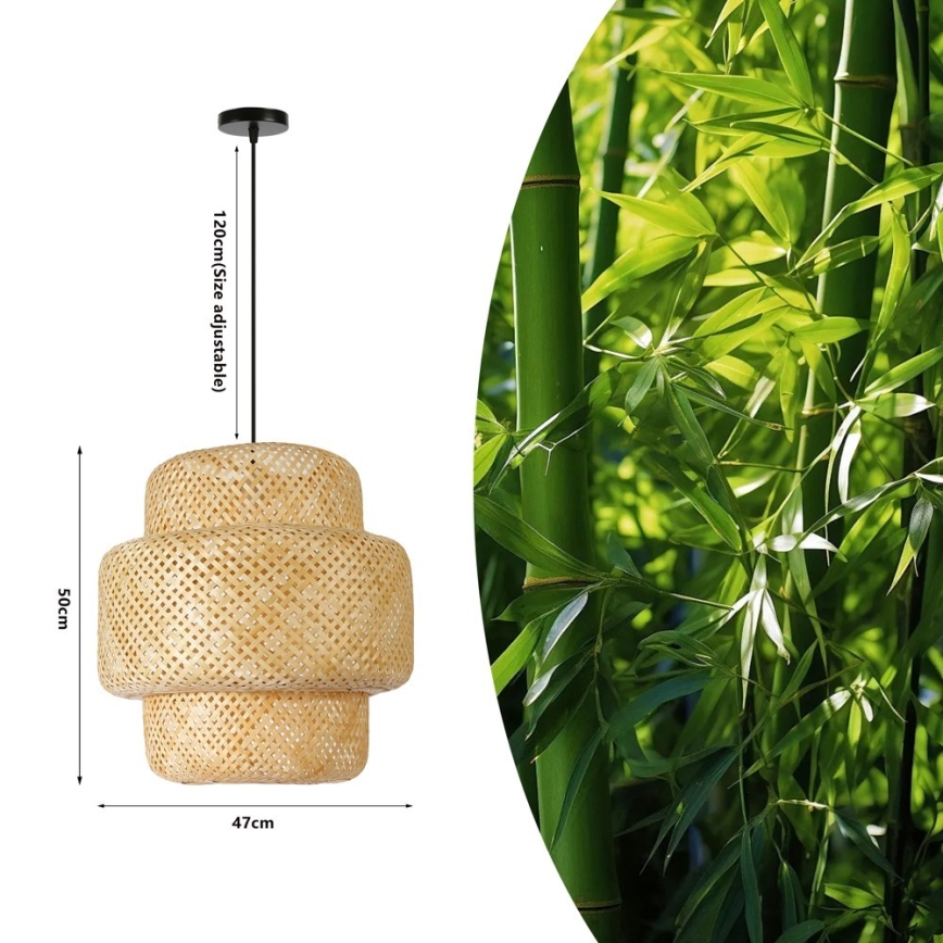 Lámpara colgante HILO 1xE27/40W/230V diá. 47 cm bambú