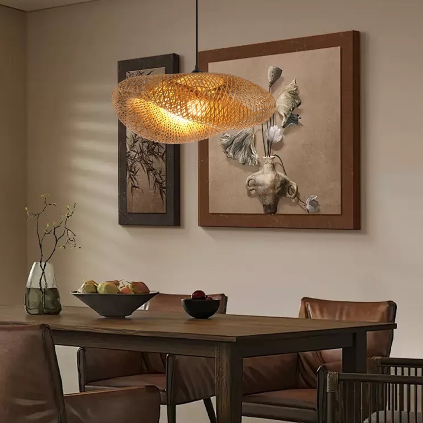 Lámpara colgante HILO 1xE27/40W/230V diá. 60 cm bambú