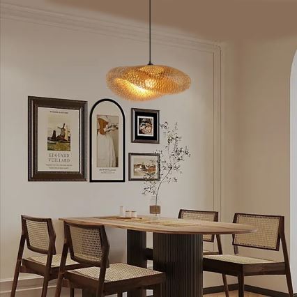 Lámpara colgante HILO 1xE27/40W/230V diá. 60 cm bambú