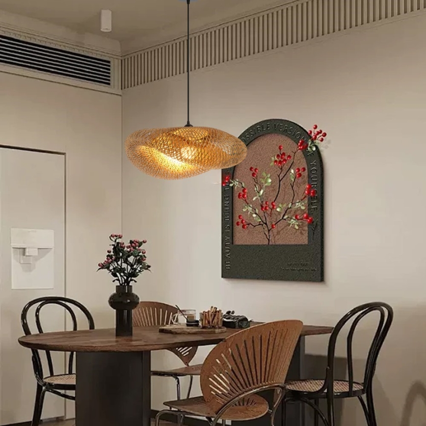 Lámpara colgante HILO 1xE27/40W/230V diá. 60 cm bambú