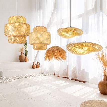 Lámpara colgante HILO 1xE27/40W/230V diá. 60 cm bambú