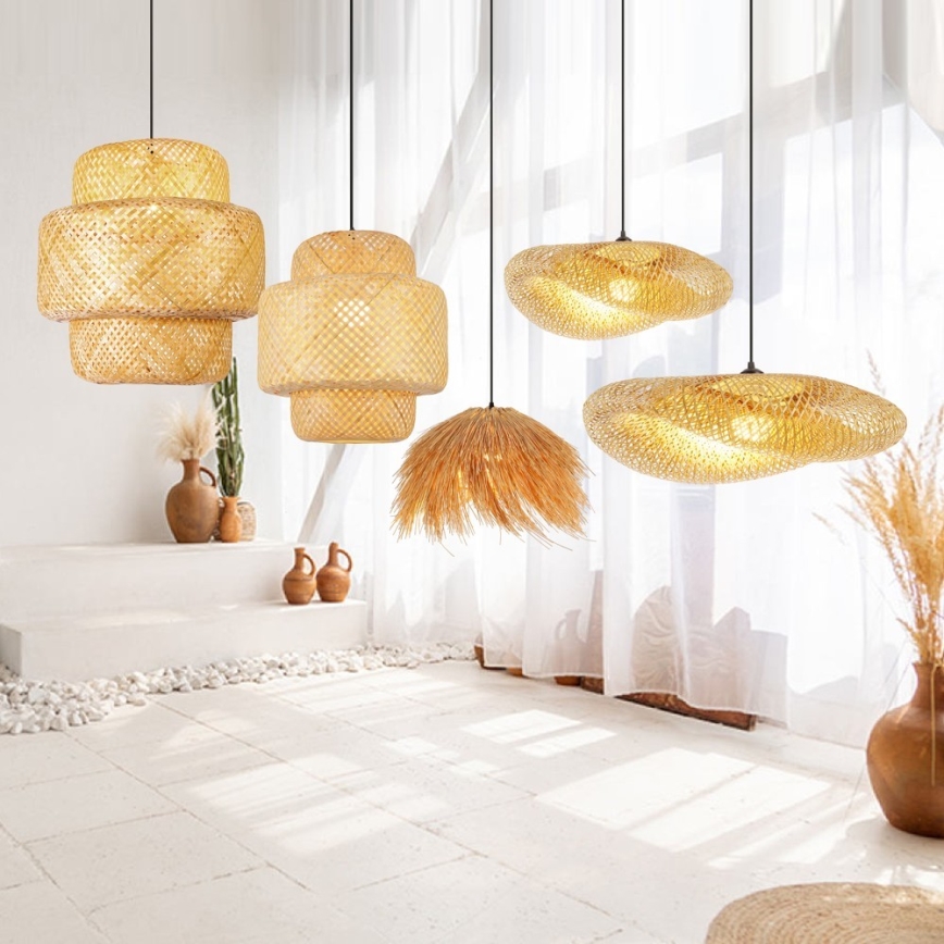 Lámpara colgante HILO 1xE27/40W/230V diá. 60 cm bambú