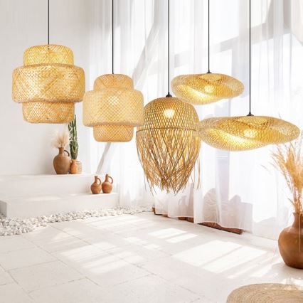 Lámpara colgante HILO 1xE27/40W/230V diá. 60 cm bambú