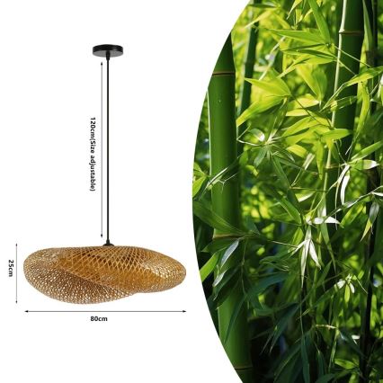 Lámpara colgante HILO 1xE27/40W/230V diá. 80 cm bambú