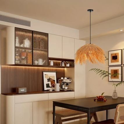 Lámpara colgante NATURALEZA 1xE27/40W/230V diá. 55 cm ratán