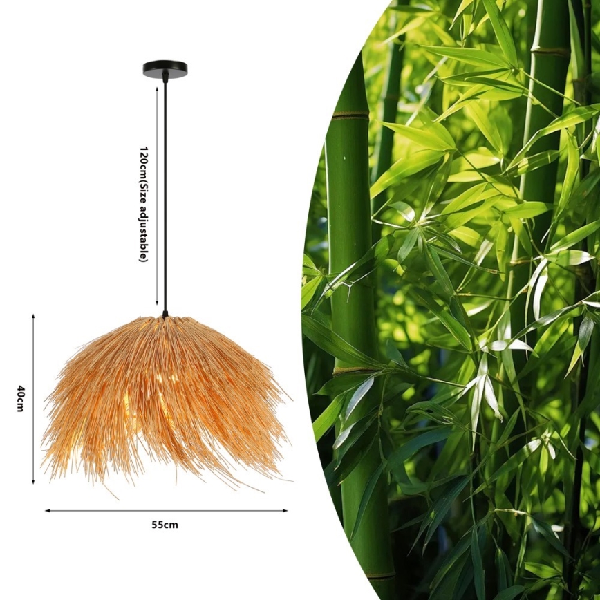 Lámpara colgante NATURALEZA 1xE27/40W/230V diá. 55 cm ratán