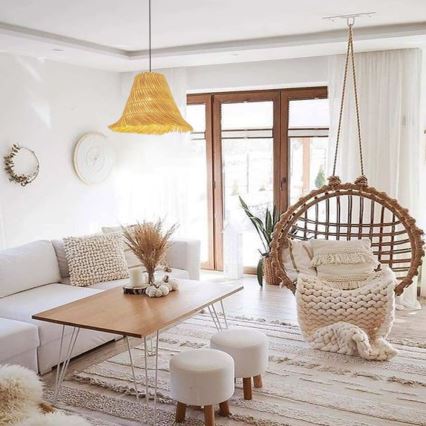 Lámpara colgante NATURALEZA 1xE27/40W/230V diá. 45 cm ratán