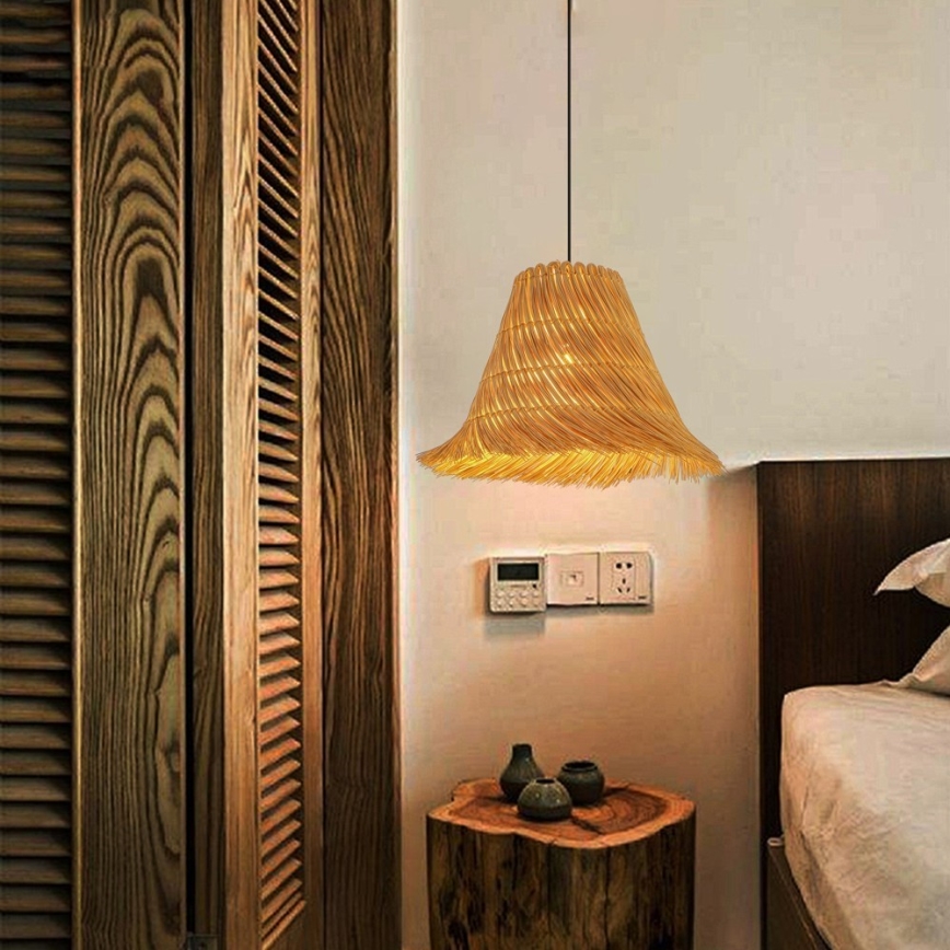 Lámpara colgante NATURALEZA 1xE27/40W/230V diá. 45 cm ratán
