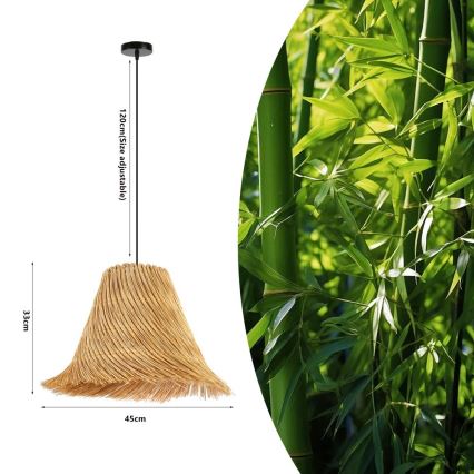 Lámpara colgante NATURALEZA 1xE27/40W/230V diá. 45 cm ratán