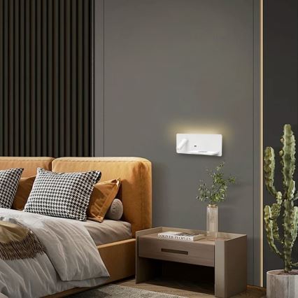 Immax 08285L - Foco LED de pared con estante, puerto USB y carga inalámbrica Be PREPARE LED/3W/230V + LED/3W blanco
