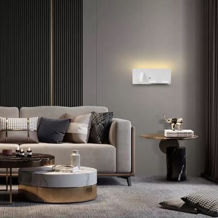 Immax 08285L - Foco LED de pared con estante, puerto USB y carga inalámbrica Be PREPARE LED/3W/230V + LED/3W blanco