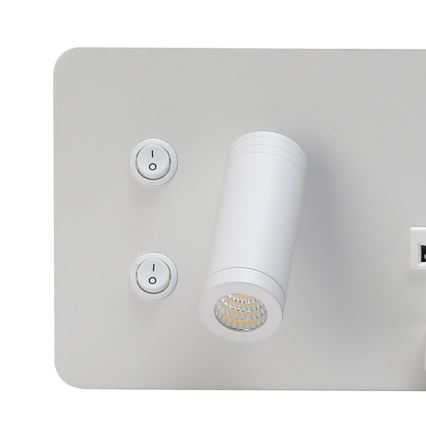 Immax 08285L - Foco LED de pared con estante, puerto USB y carga inalámbrica Be PREPARE LED/3W/230V + LED/3W blanco