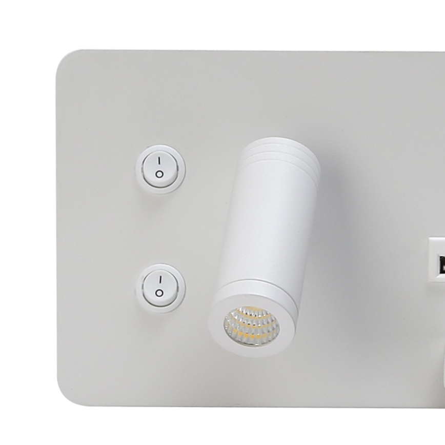 Immax 08285L - Foco LED de pared con estante, puerto USB y carga inalámbrica Be PREPARE LED/3W/230V + LED/3W blanco