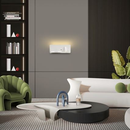 Immax 08286L - Foco LED de pared con estante, puerto USB y carga inalámbrica Be PREPARE LED/3W/230V + LED/3W blanco