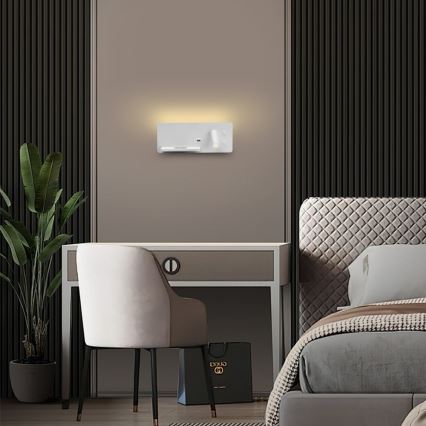 Immax 08286L - Foco LED de pared con estante, puerto USB y carga inalámbrica Be PREPARE LED/3W/230V + LED/3W blanco