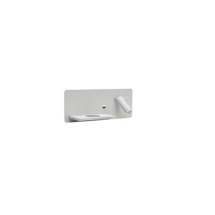 Immax 08286L - Foco LED de pared con estante, puerto USB y carga inalámbrica Be PREPARE LED/3W/230V + LED/3W blanco