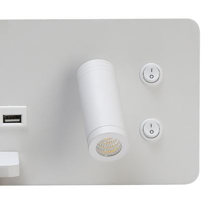 Immax 08286L - Foco LED de pared con estante, puerto USB y carga inalámbrica Be PREPARE LED/3W/230V + LED/3W blanco