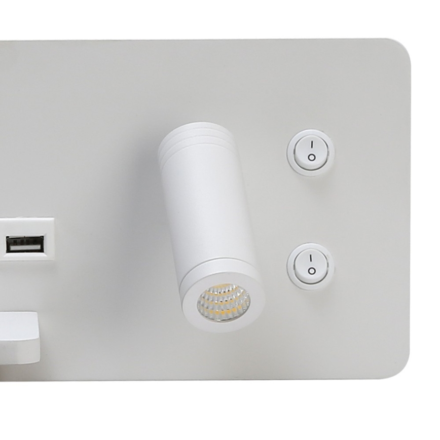 Immax 08286L - Foco LED de pared con estante, puerto USB y carga inalámbrica Be PREPARE LED/3W/230V + LED/3W blanco