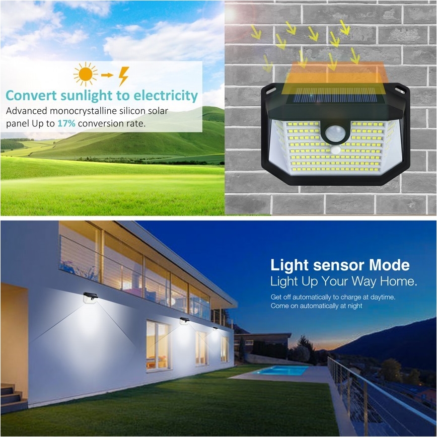 Aplique LED solar con sensor LED/4W/5,5V IP65 1200 mAh