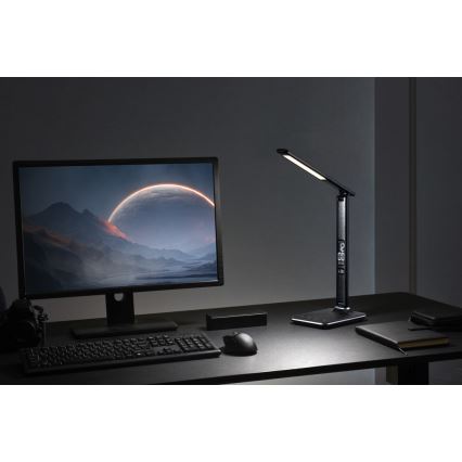 Lámpara de mesa regulable con pantalla LED/9W/230V/12V negro