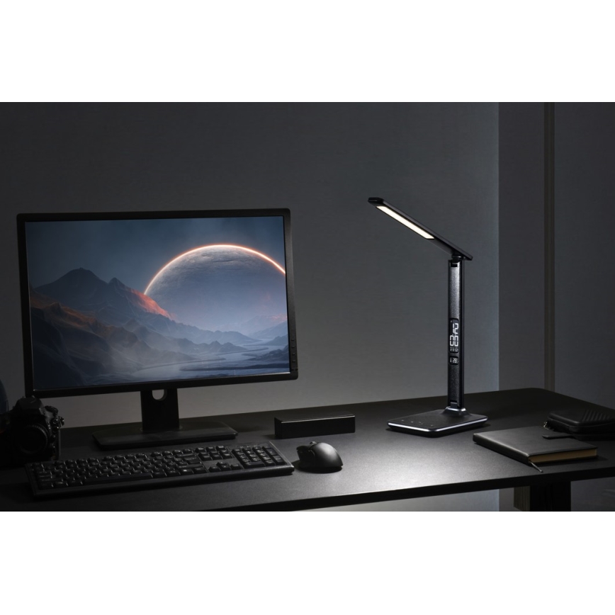 Lámpara de mesa regulable con pantalla LED/9W/230V/12V negro