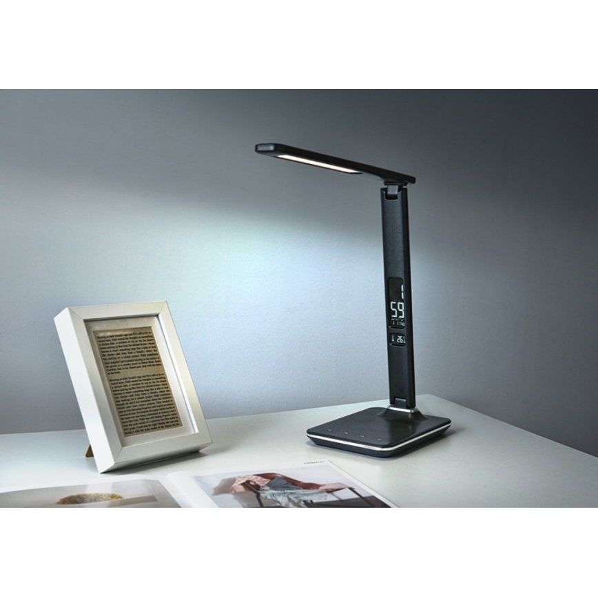 Lámpara de mesa regulable con pantalla LED/9W/230V/12V negro