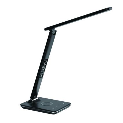 Lámpara de mesa LED regulable con cargador inalámbrico QI y USB KINGFISHER LED/8,5W/230V negro