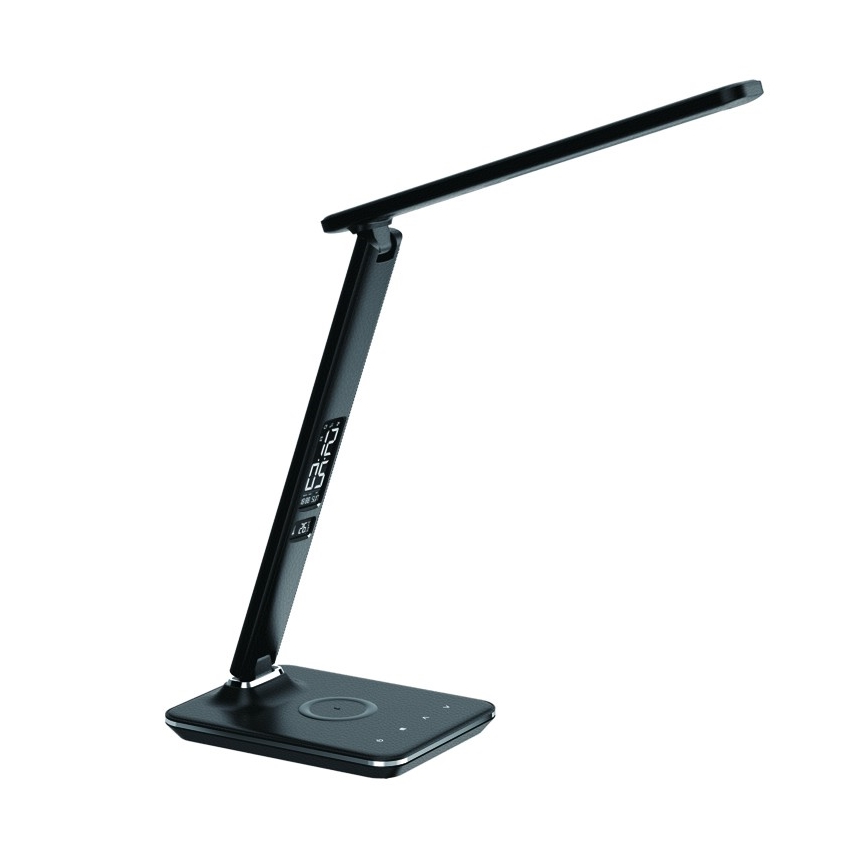Lámpara de mesa LED regulable con cargador inalámbrico QI y USB KINGFISHER LED/8,5W/230V negro