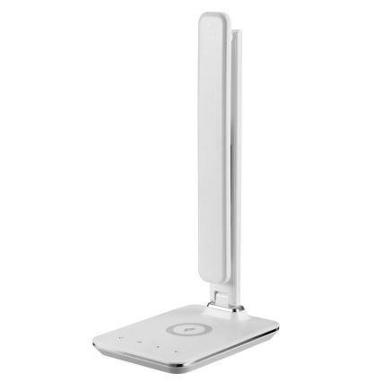 Lámpara de mesa LED regulable con cargador inalámbrico QI y USB KINGFISHER LED/8,5W/230V blanco