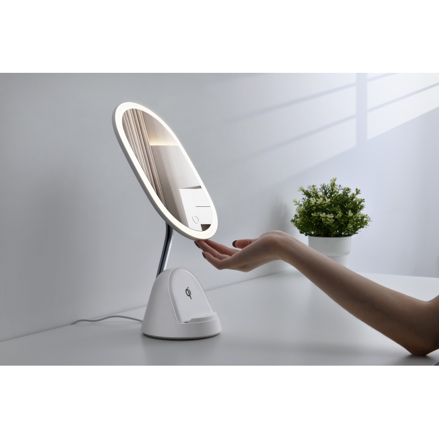 Espejo cosmético LED regulable con cargador inalámbrico LED/18W/230V