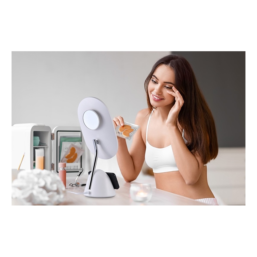 Espejo cosmético LED regulable con cargador inalámbrico LED/18W/230V